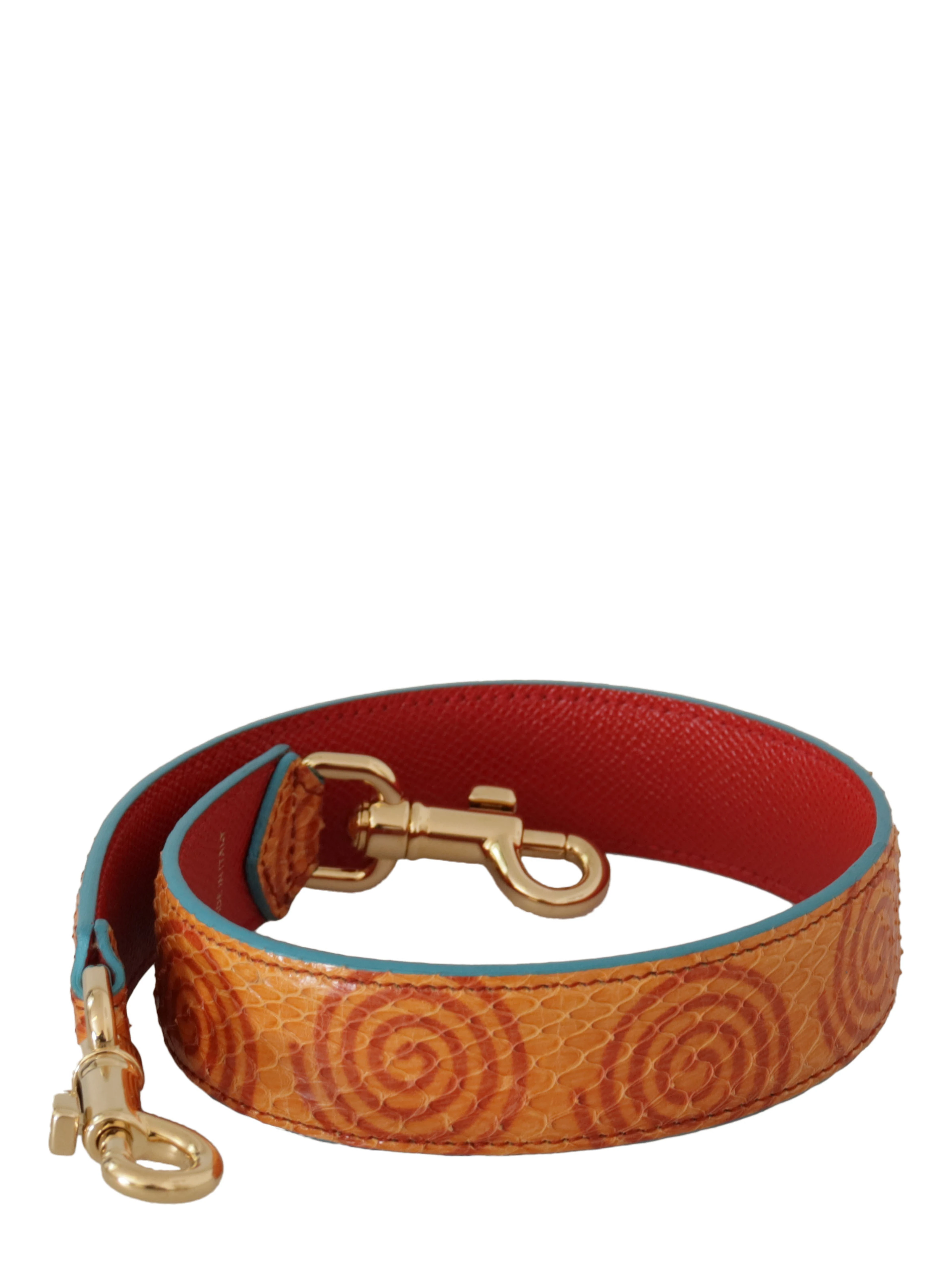 Orange Leather Swirl Print Bag Shoulder Strap
