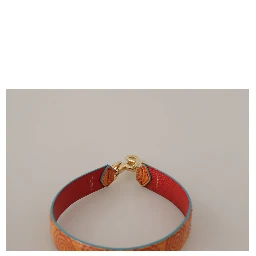 Orange Leather Swirl Print Bag Shoulder Strap
