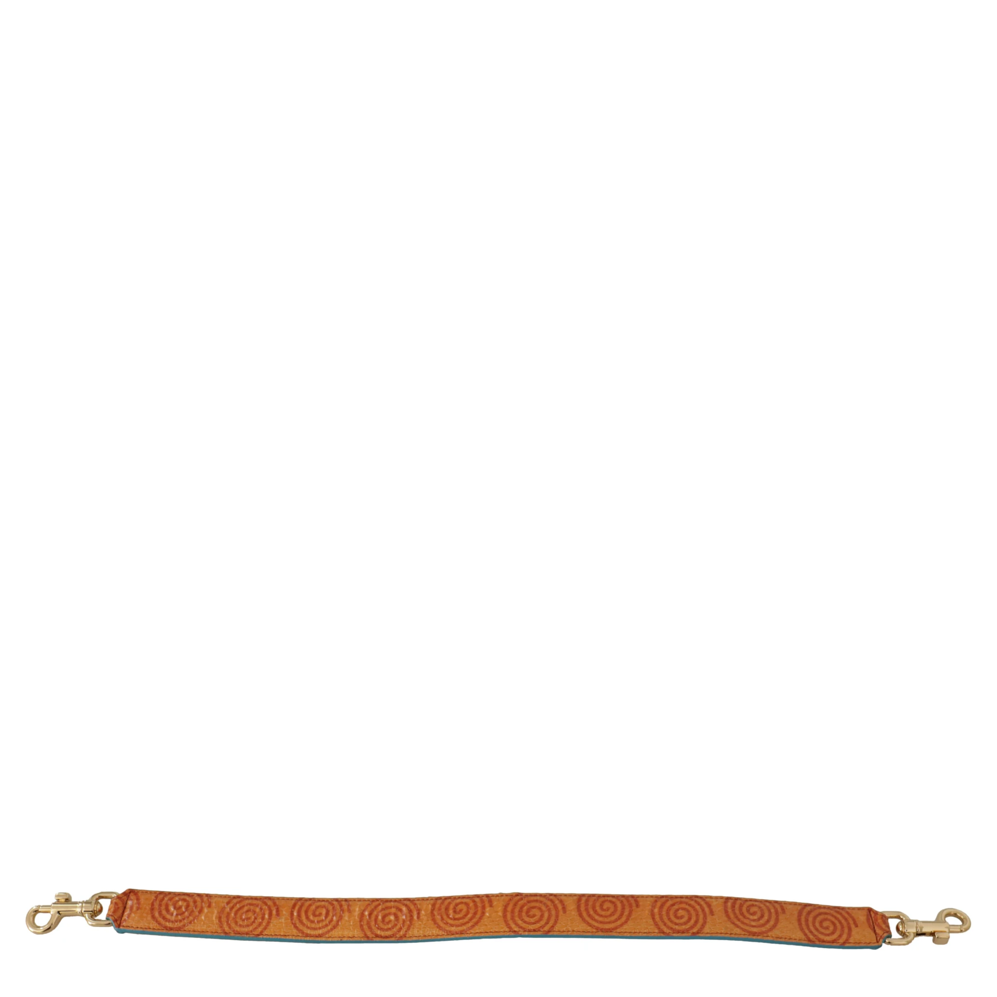 Orange Leather Swirl Print Bag Shoulder Strap