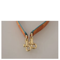 Orange Leather Swirl Print Bag Shoulder Strap