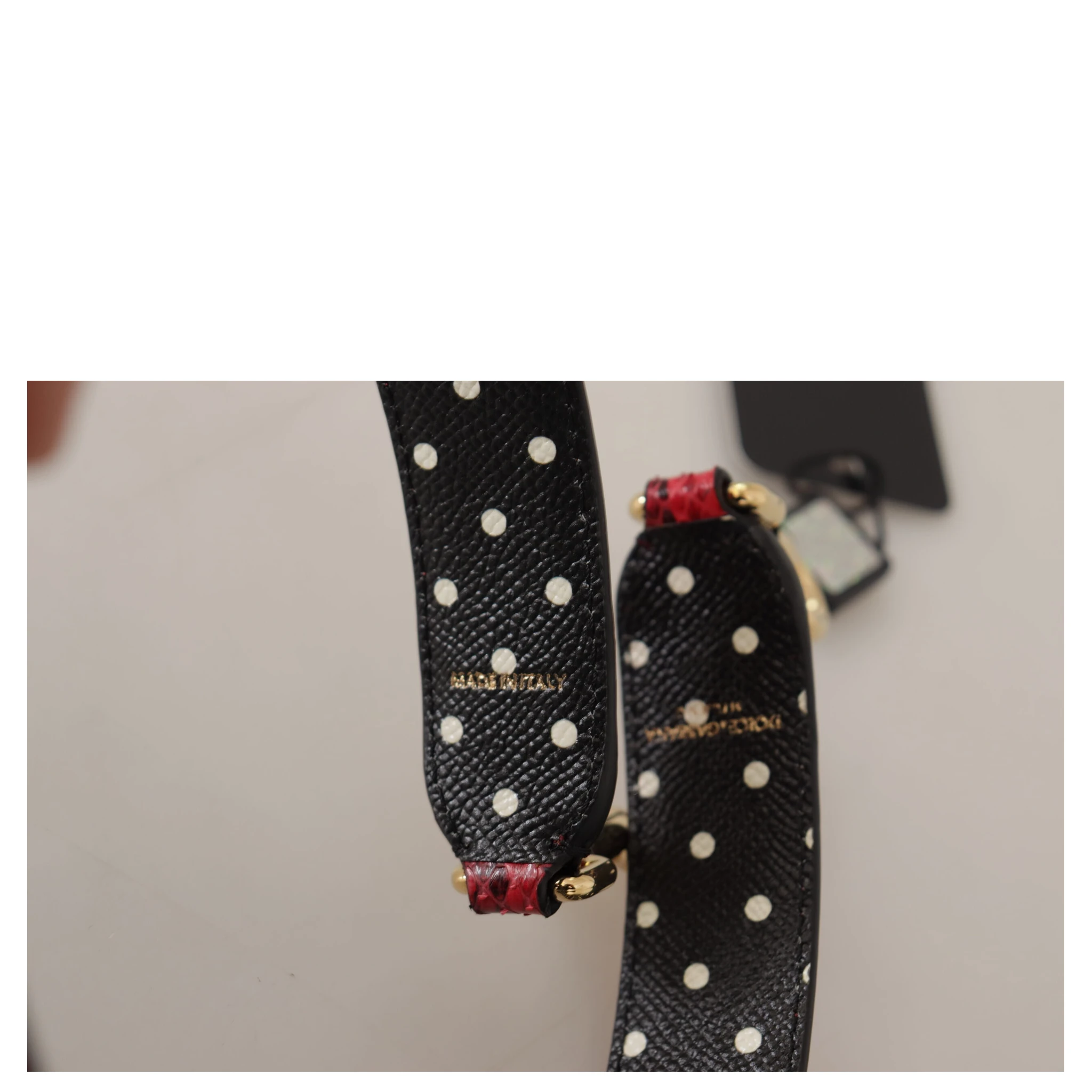 Red Python Leather Crystals Reversible Shoulder Strap