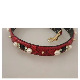 Red Python Leather Crystals Reversible Shoulder Strap