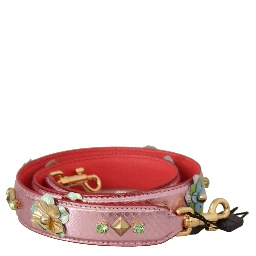 Metallic Pink Leather Studded Shoulder Strap