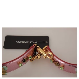 Metallic Pink Leather Studded Shoulder Strap