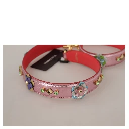 Metallic Pink Leather Studded Shoulder Strap