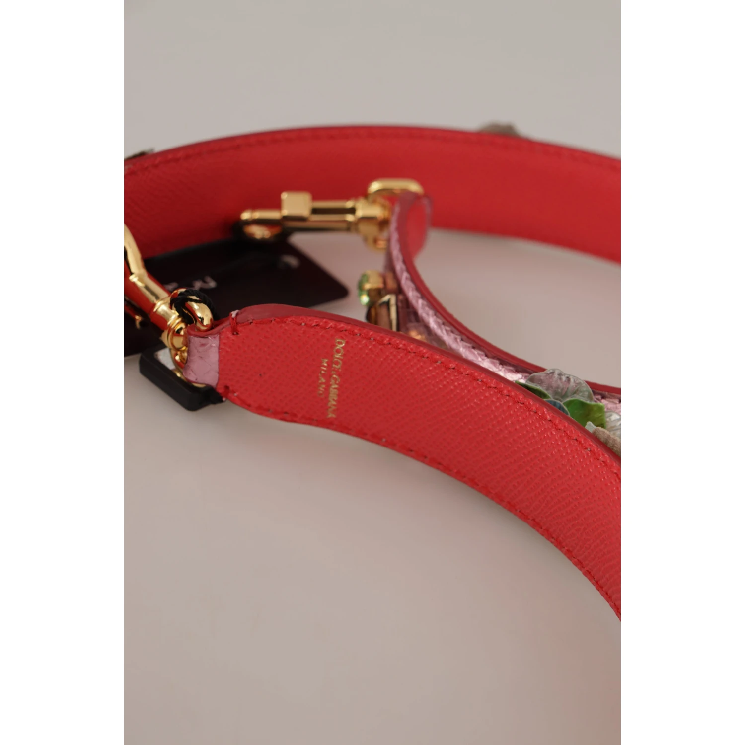 Metallic Pink Leather Studded Shoulder Strap