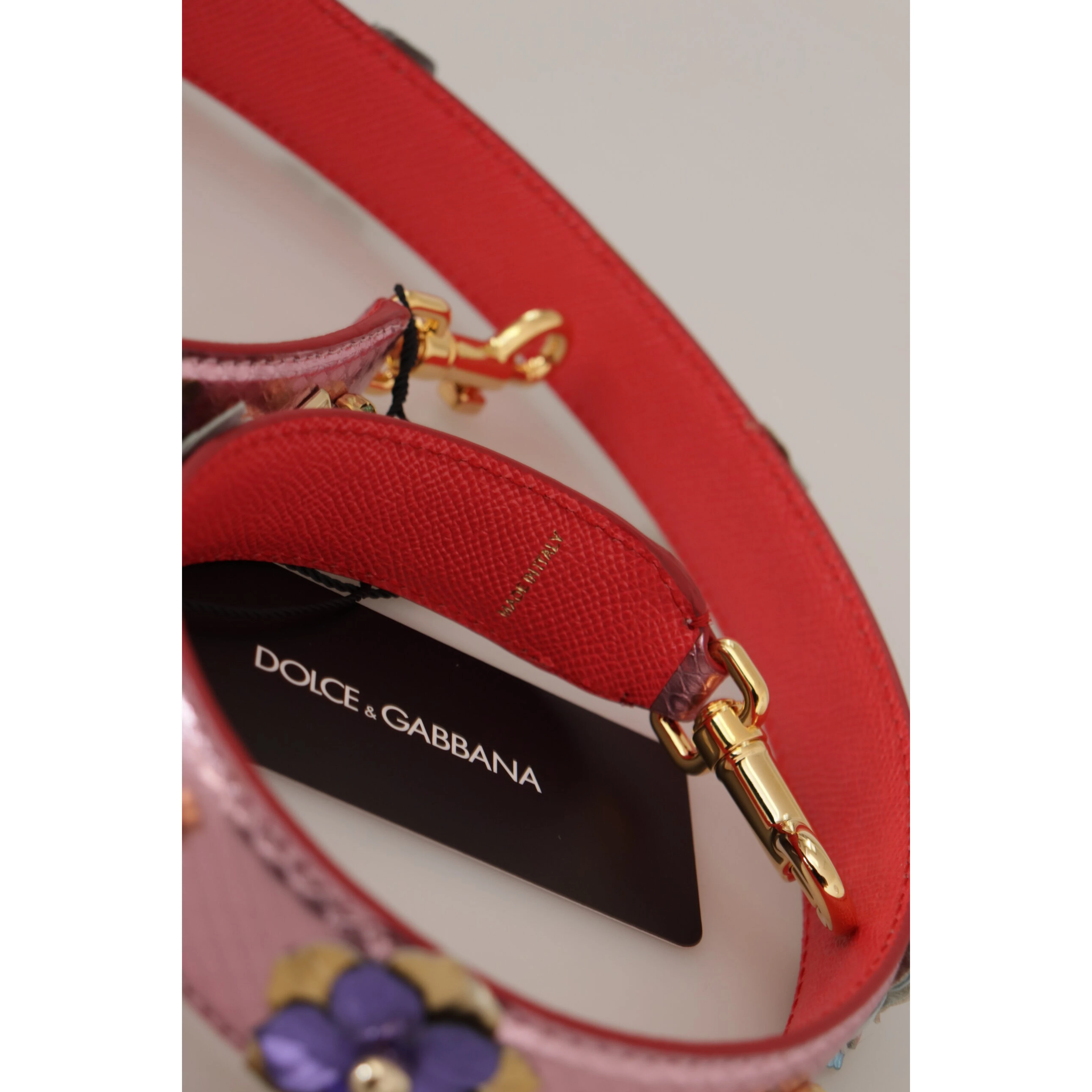 Metallic Pink Leather Studded Shoulder Strap