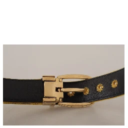 Mustard Velvet Gold Logo Engraved Metal Buckle Belt