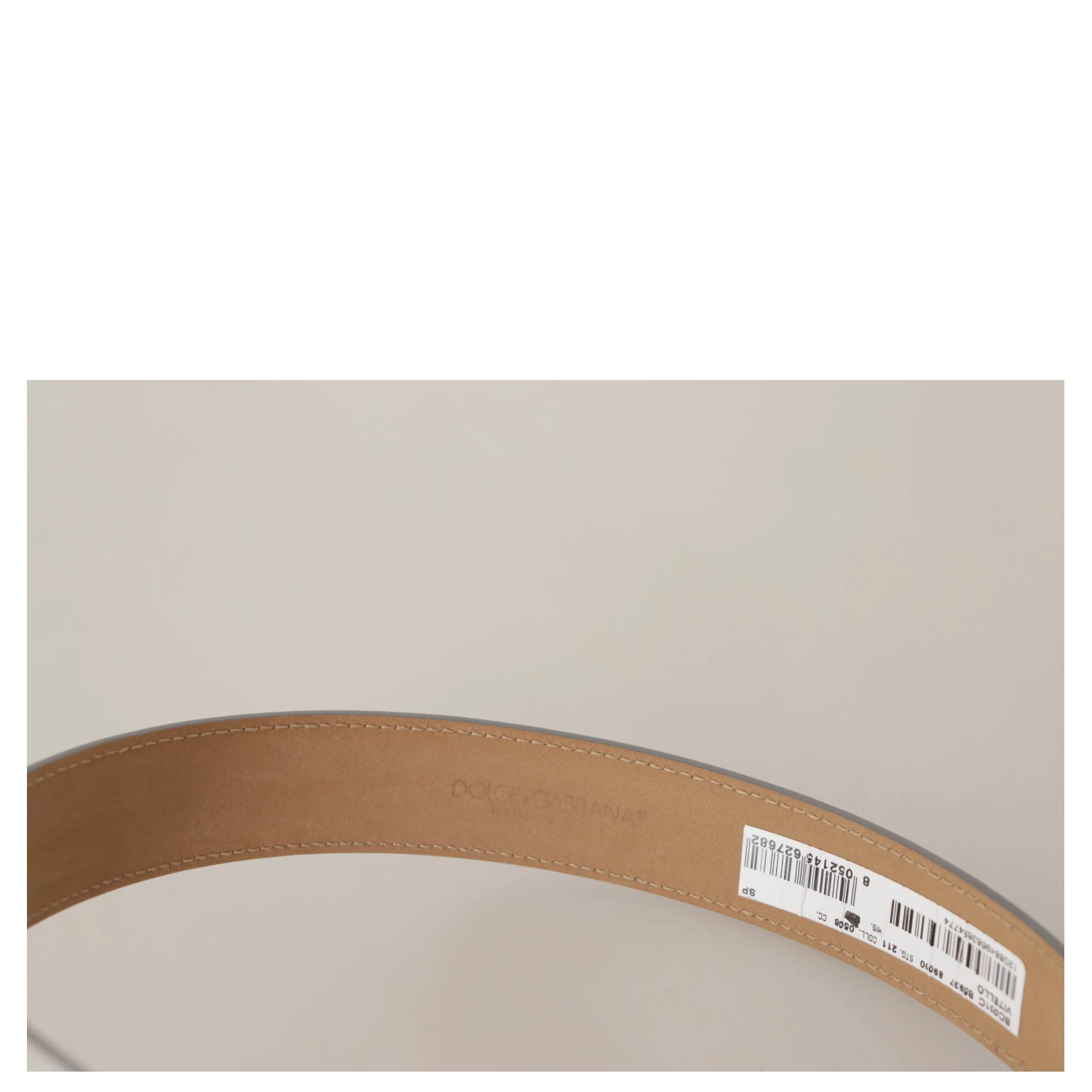 Silver Leather Gold Tone Logo Metal Buckle Belt