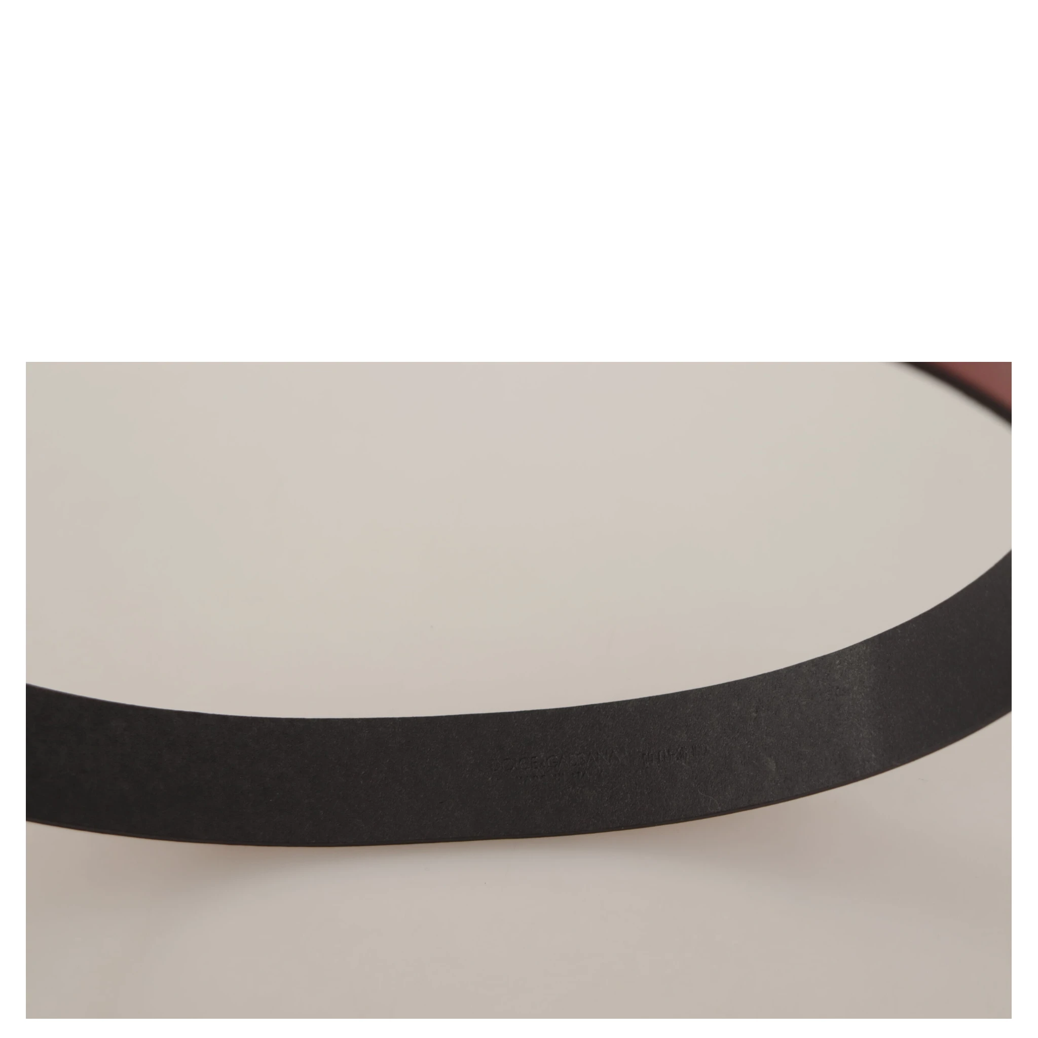 Red Leather Gold Logo Engraved Metal Buckle Belt