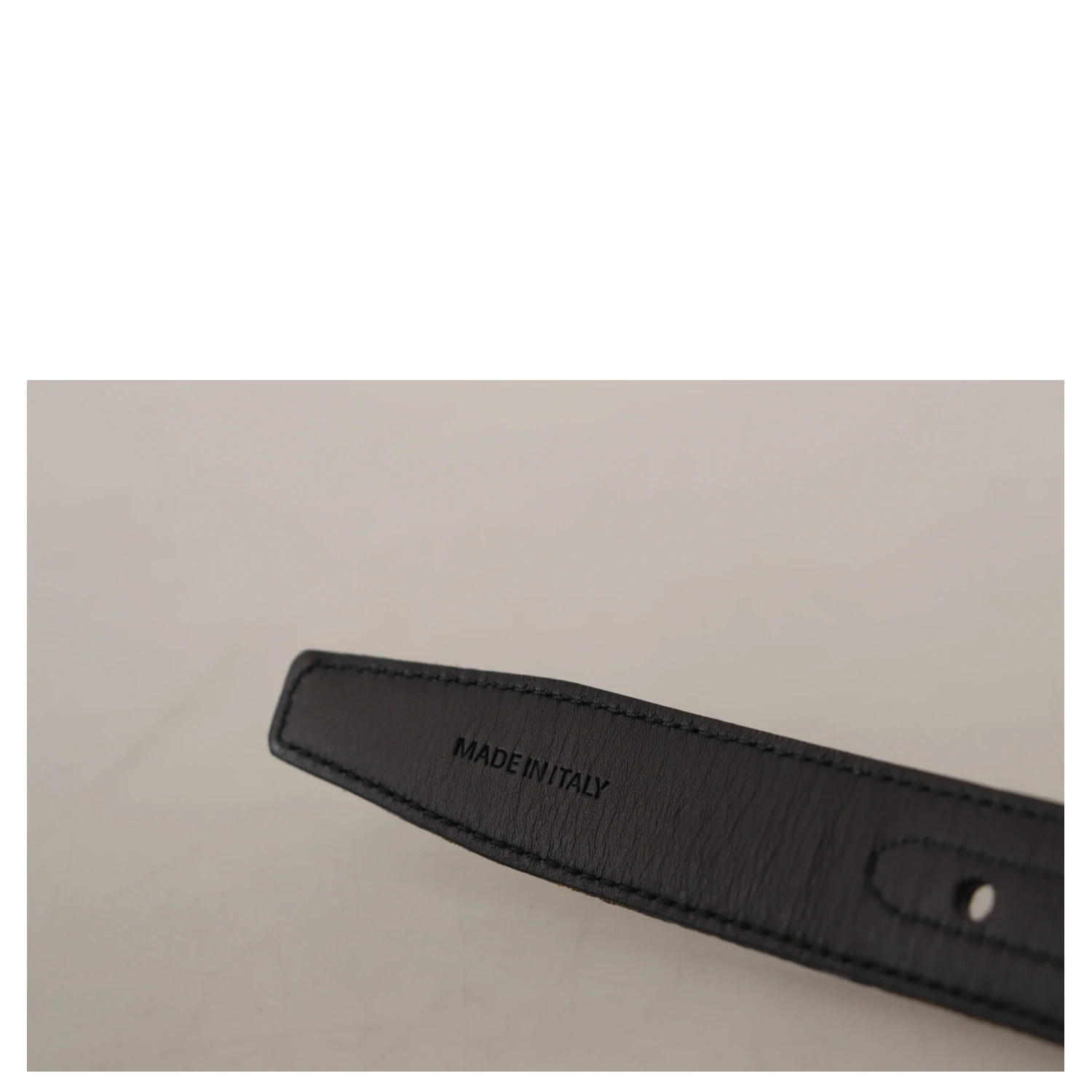 Navy Blue Jacquard Gold Tone Logo Metal Buckle Belt