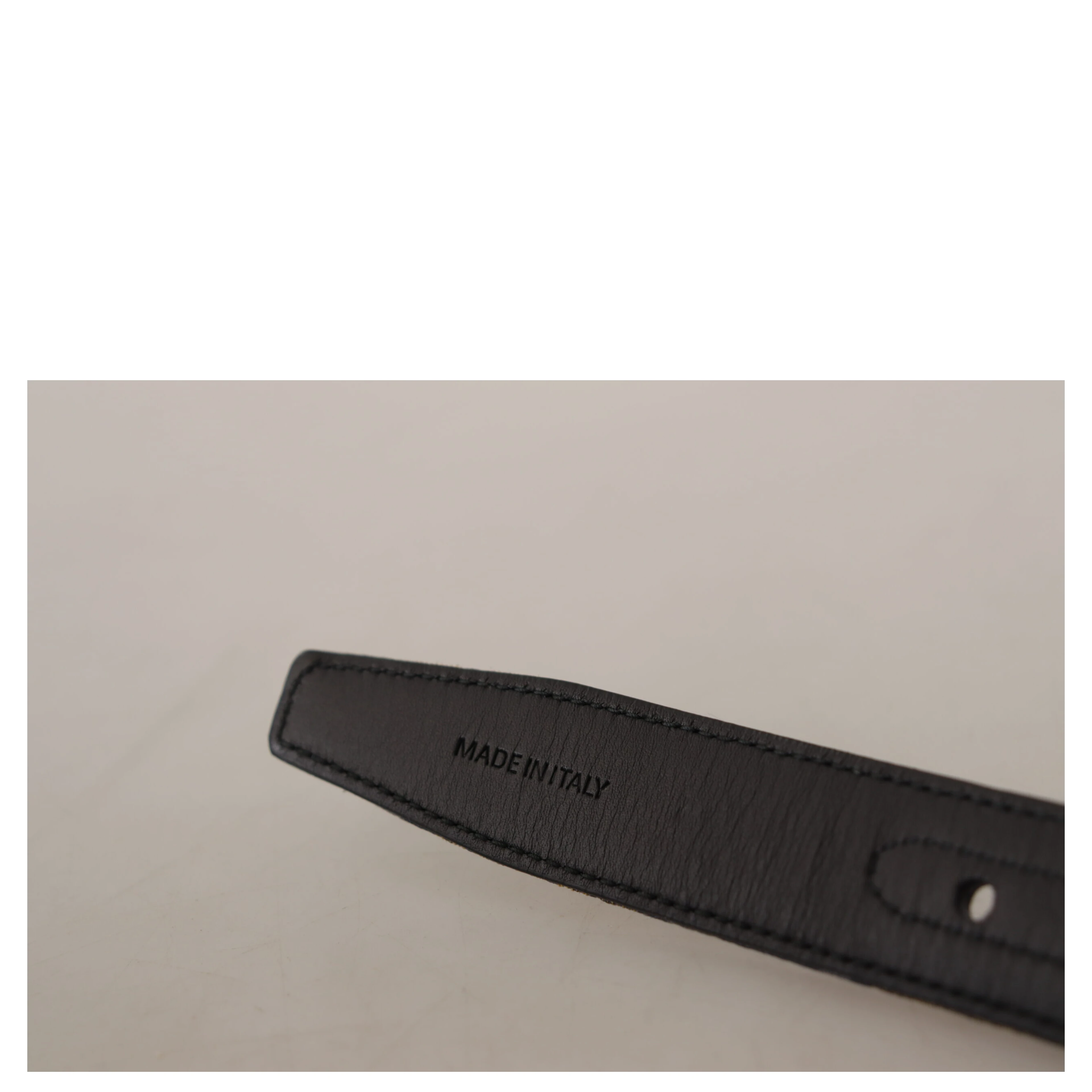 Navy Blue Jacquard Gold Tone Logo Metal Buckle Belt