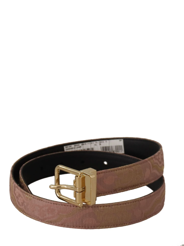 Rose Gold Leather Logo Engraved Metal Buckle Belt alternative
