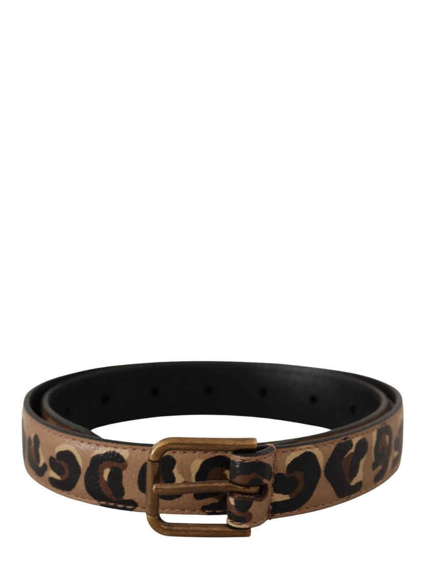 Brown Leopard Print Vintage Metal Waist Buckle Belt