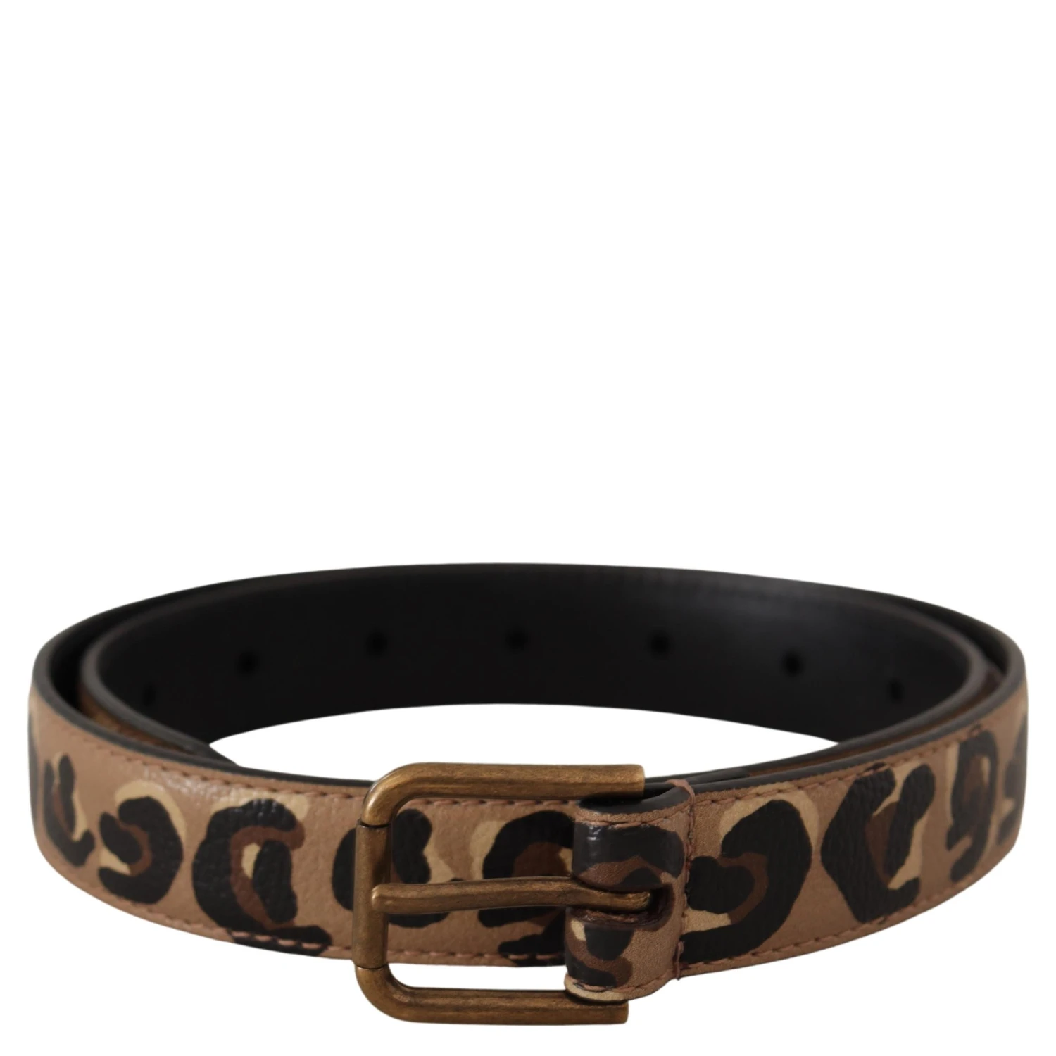 Brown Leopard Print Vintage Metal Waist Buckle Belt