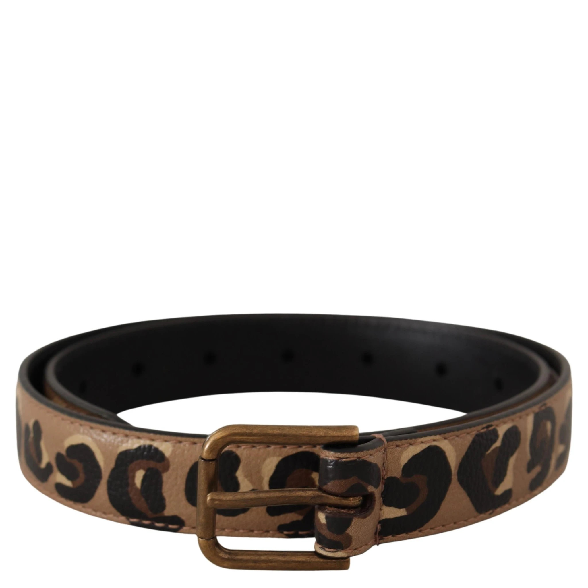 Brown Leopard Print Vintage Metal Waist Buckle Belt