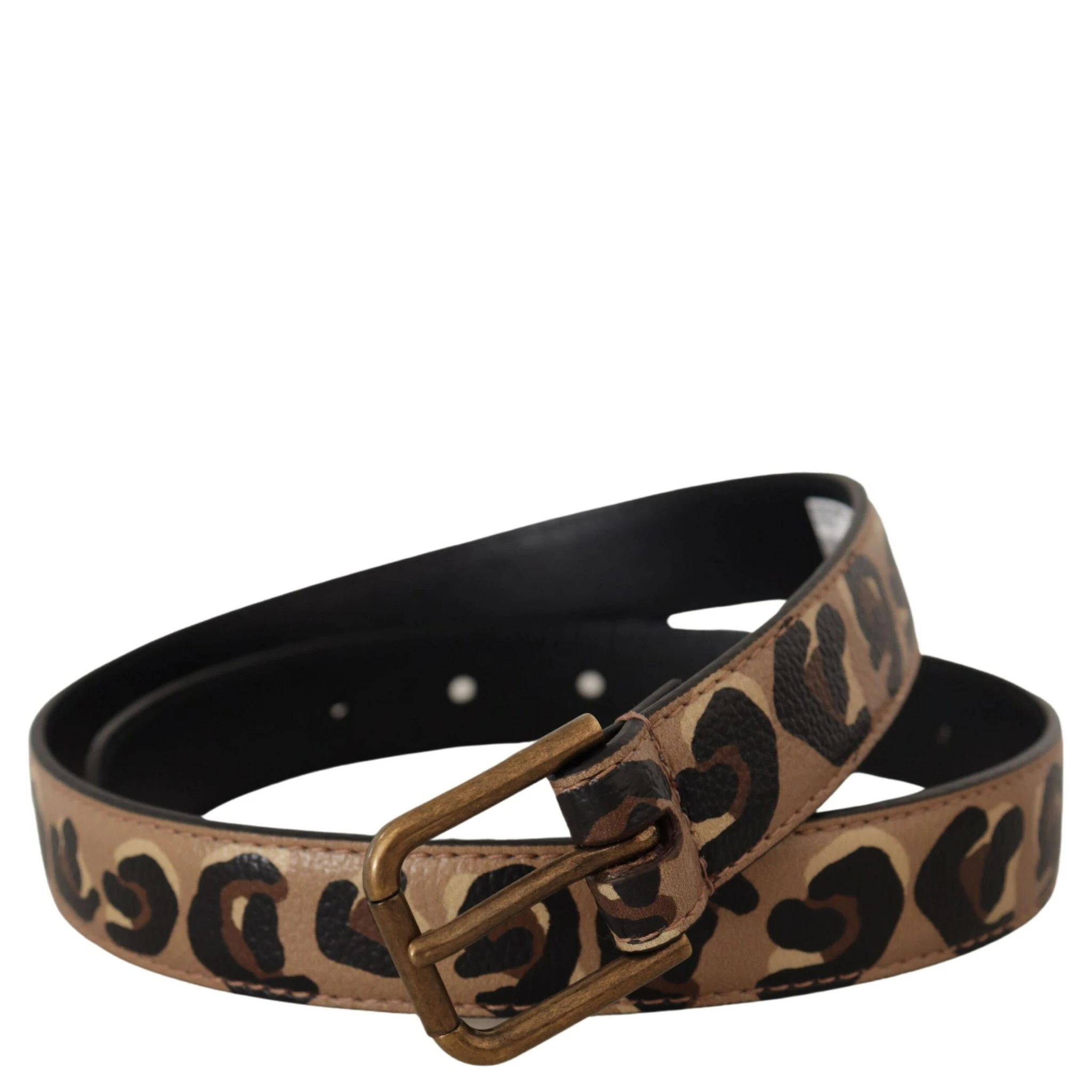 Brown Leopard Print Vintage Metal Waist Buckle Belt