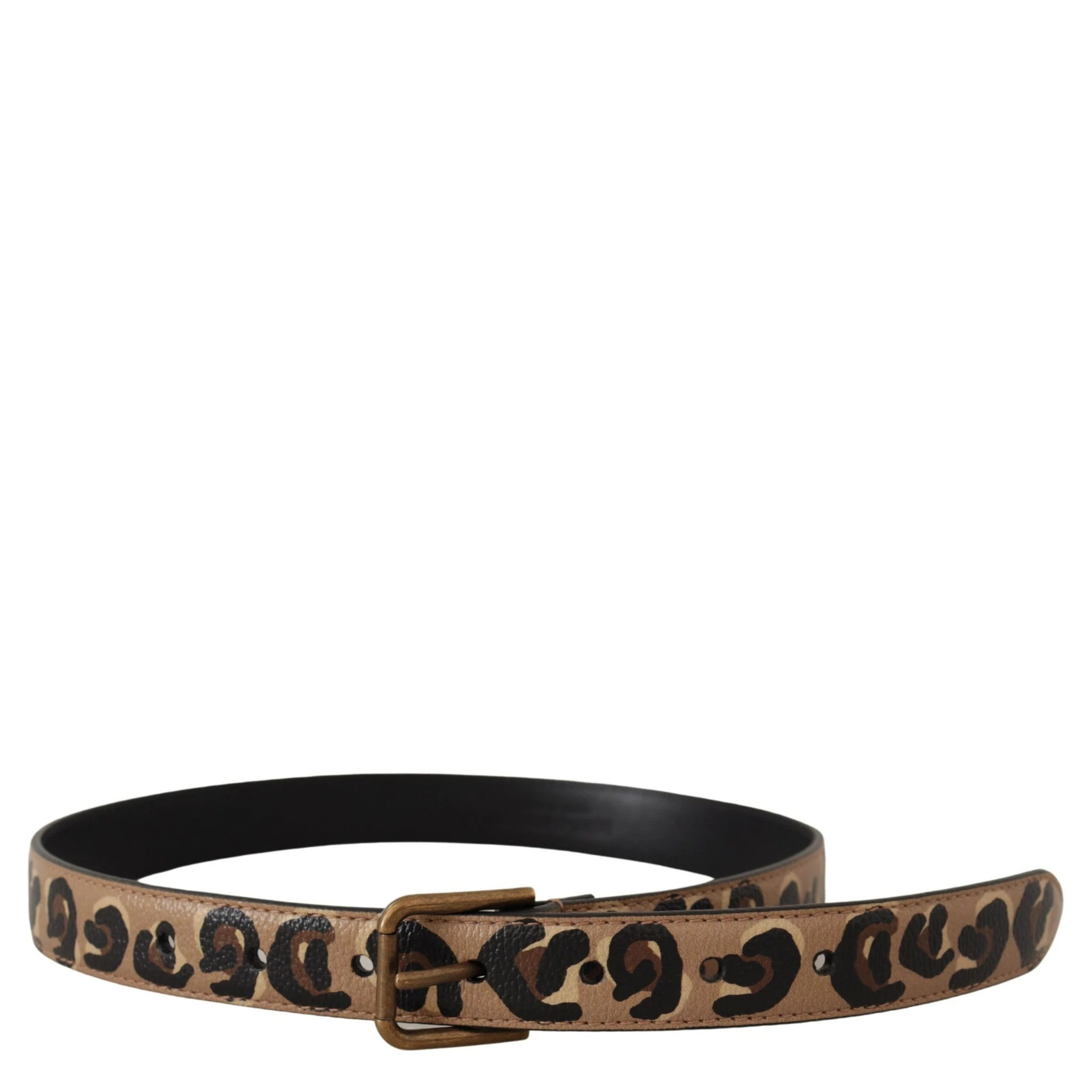 Brown Leopard Print Vintage Metal Waist Buckle Belt