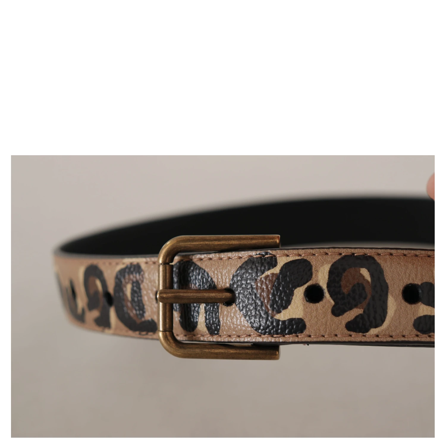 Brown Leopard Print Vintage Metal Waist Buckle Belt