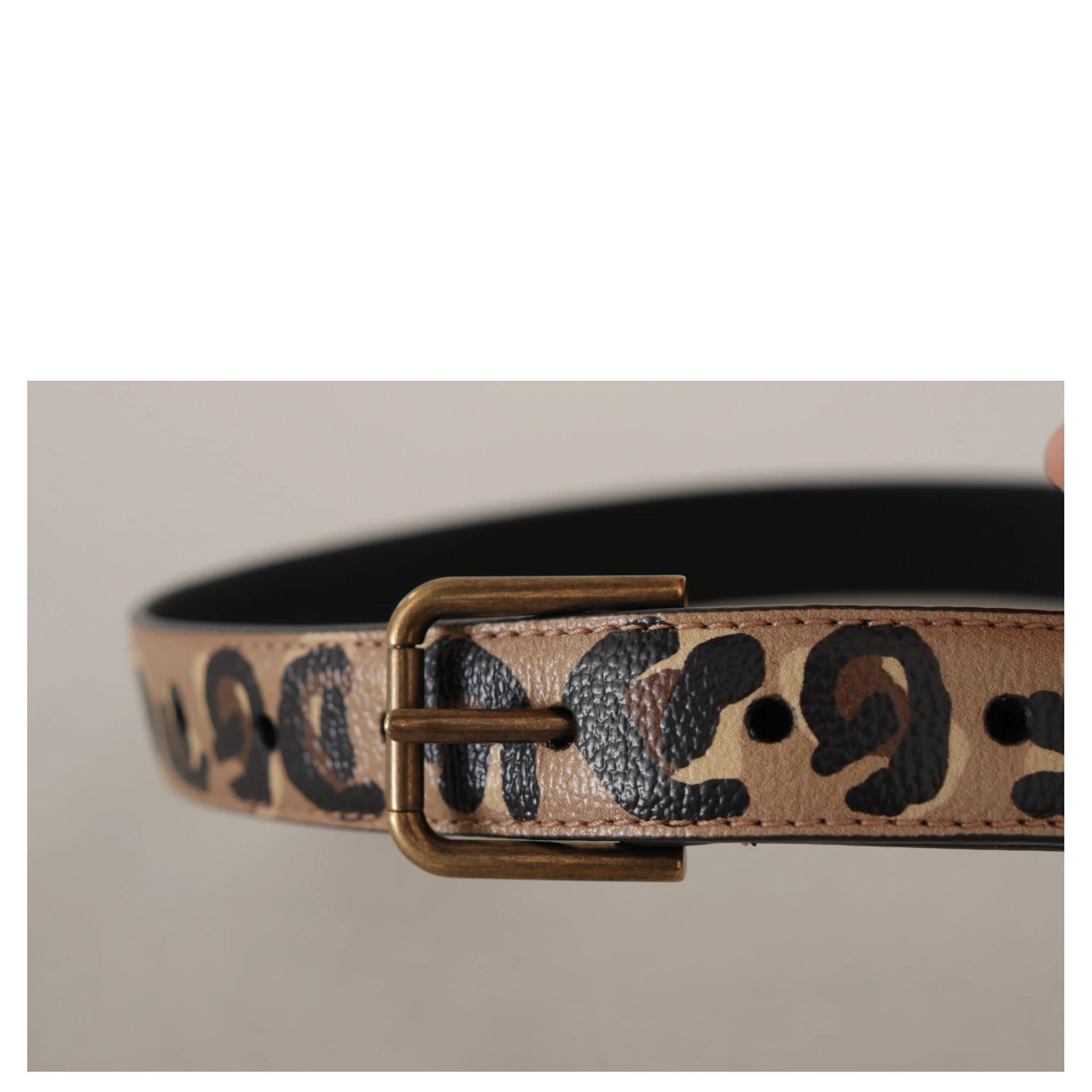 Brown Leopard Print Vintage Metal Waist Buckle Belt