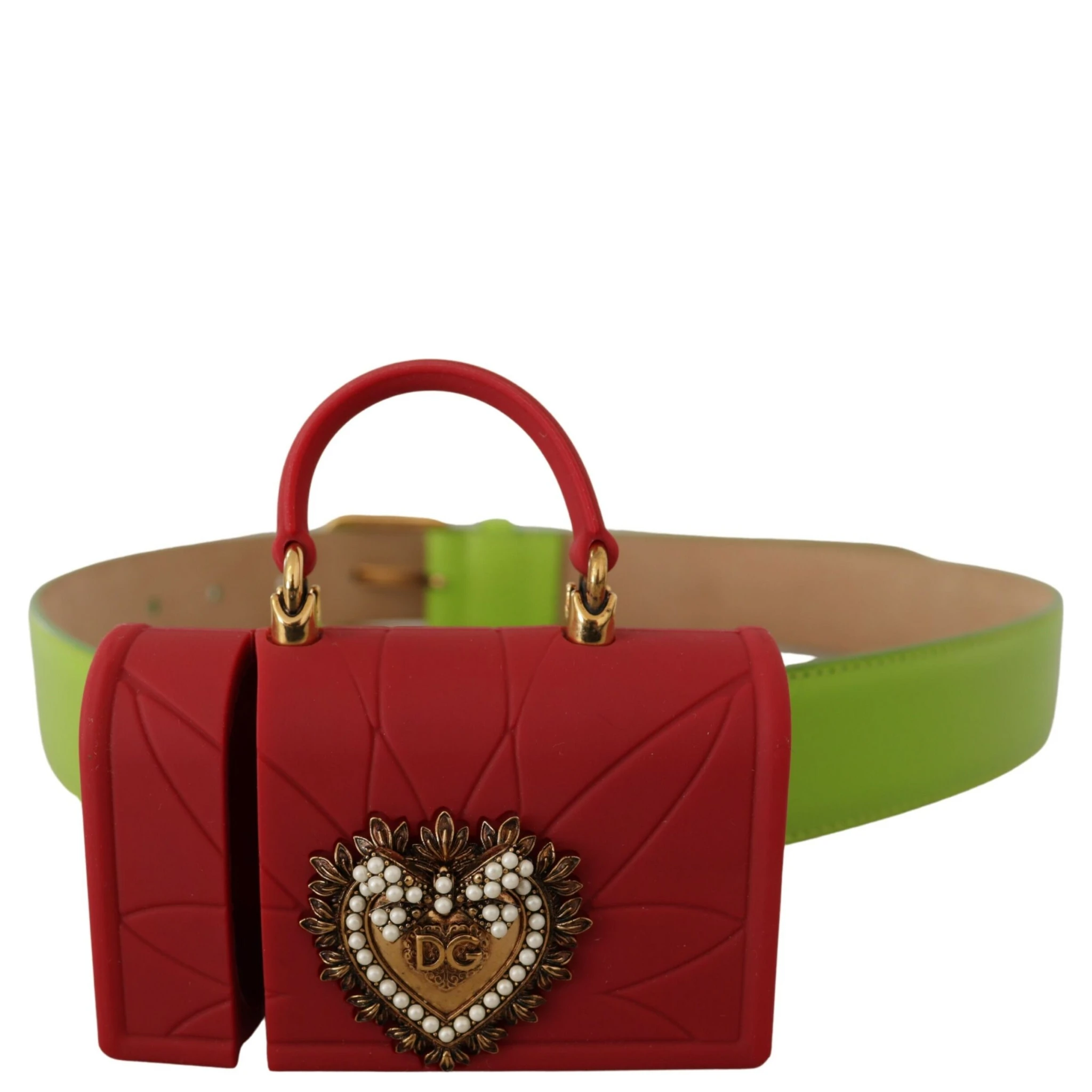 Green Leather Devotion Heart Micro Bag Headphones Belt