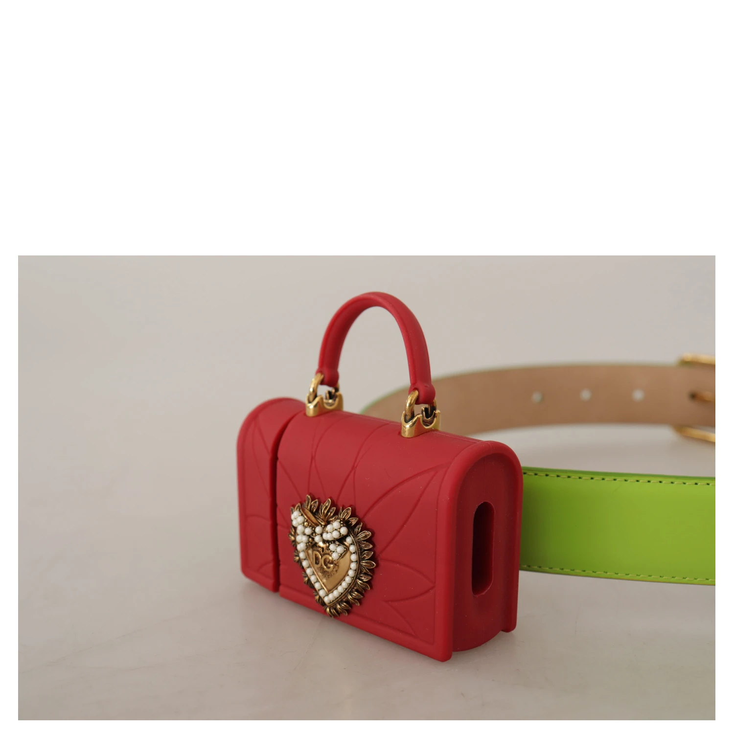 Green Leather Devotion Heart Micro Bag Headphones Belt