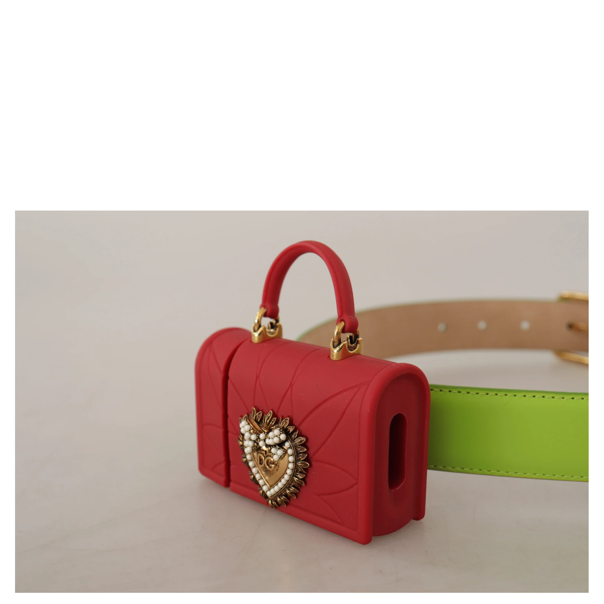Green Leather Devotion Heart Micro Bag Headphones Belt