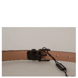 Black Patent Leather Logo Metal Waist Buckle Belt