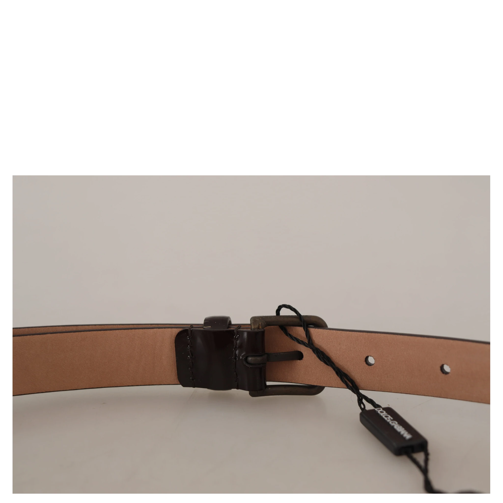 Black Patent Leather Logo Metal Waist Buckle Belt