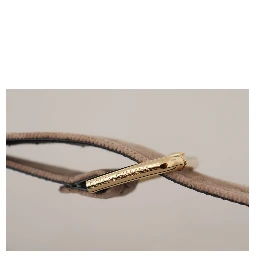 Light Brown Velvet Gold Tone Logo Metal Buckle Belt