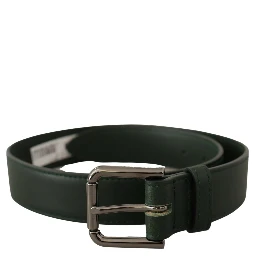 Army Green Leather Logo Metal Waist Buckle Belt