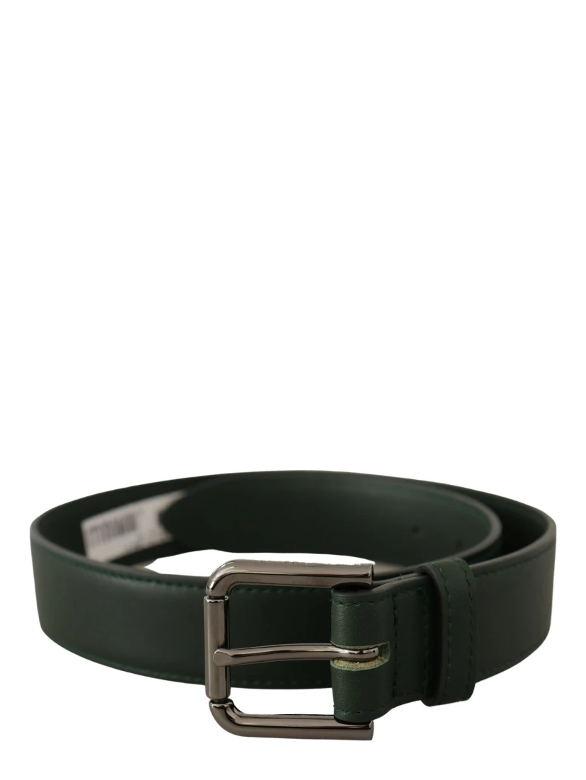 Army Green Leather Logo Metal Waist Buckle Belt