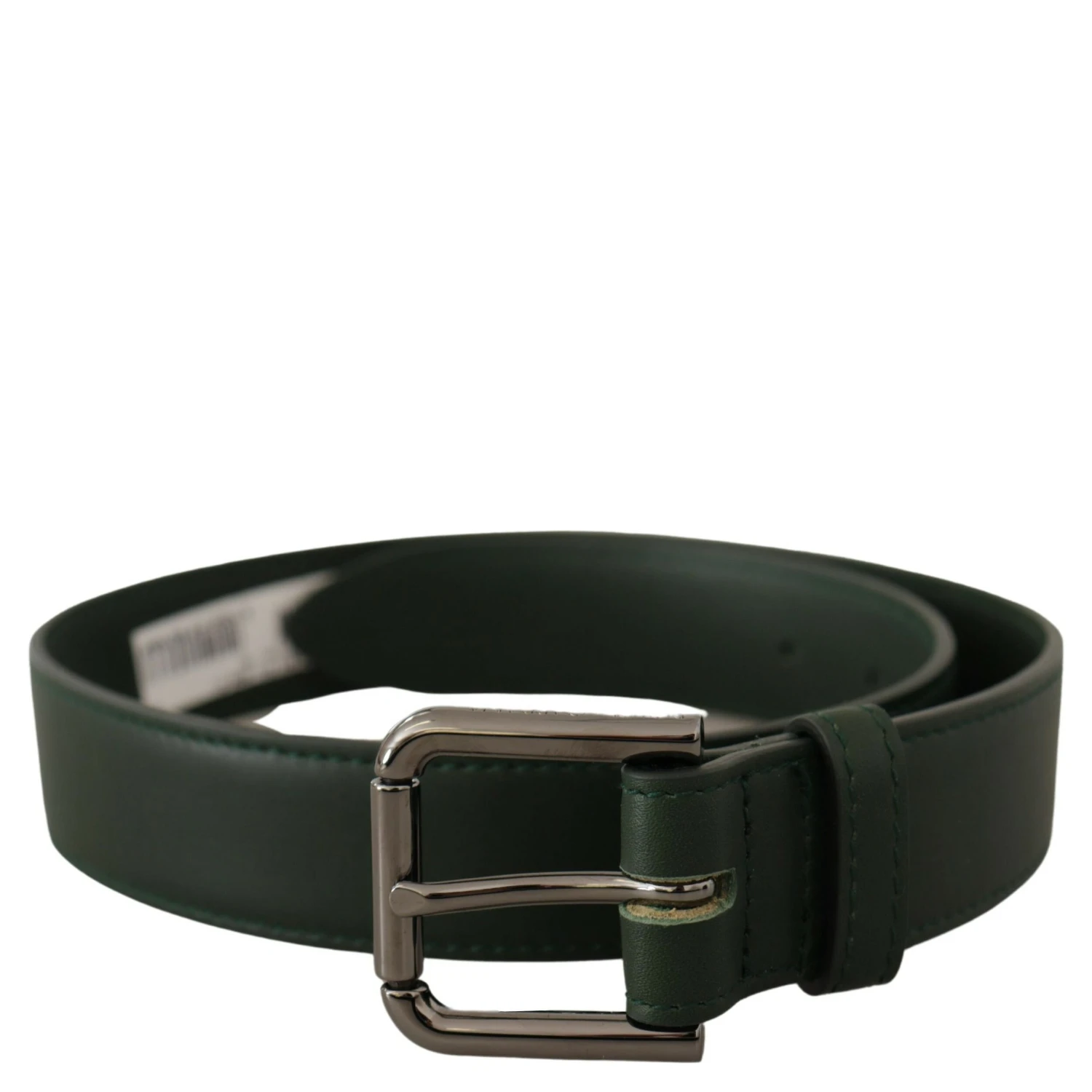Army Green Leather Logo Metal Waist Buckle Belt
