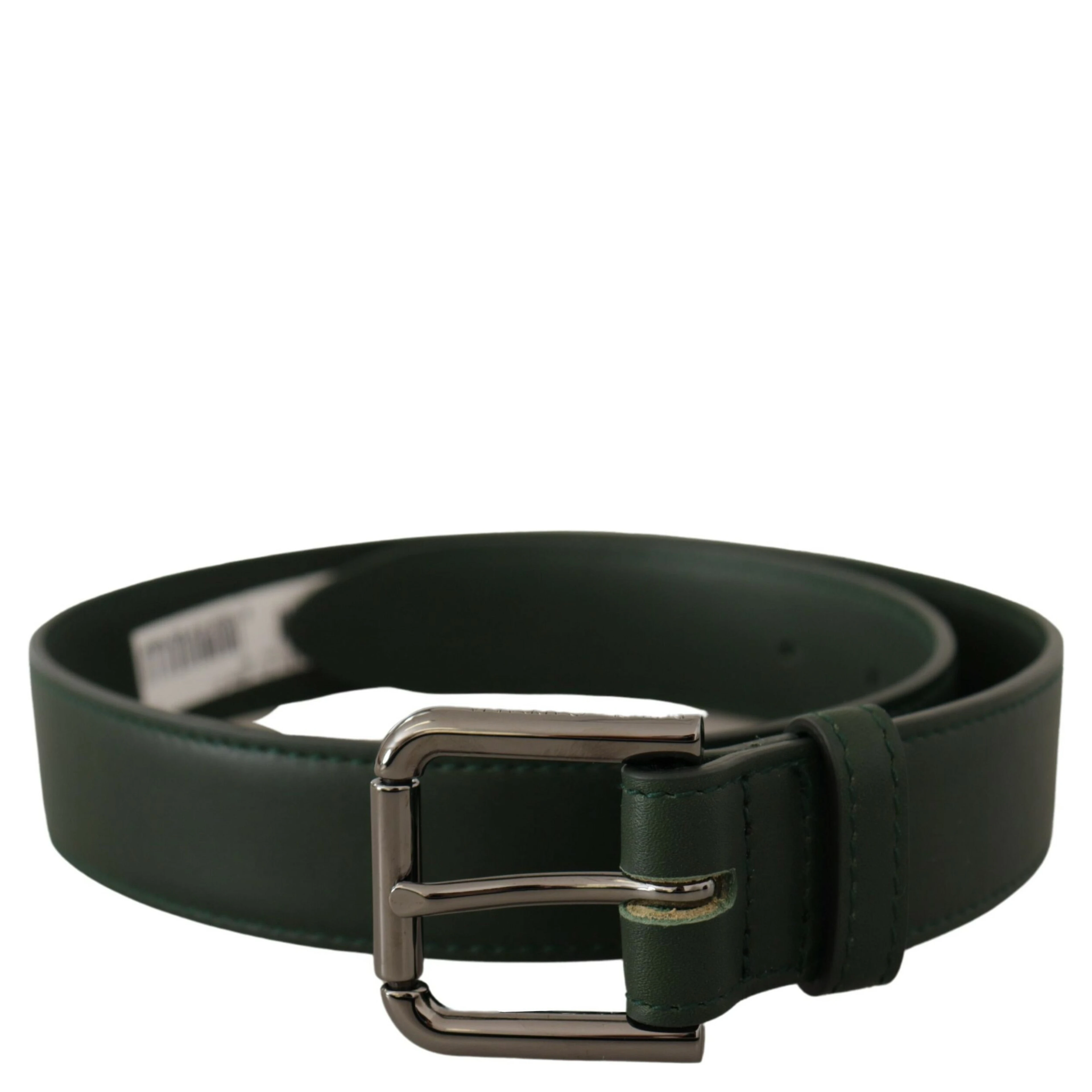Army Green Leather Logo Metal Waist Buckle Belt