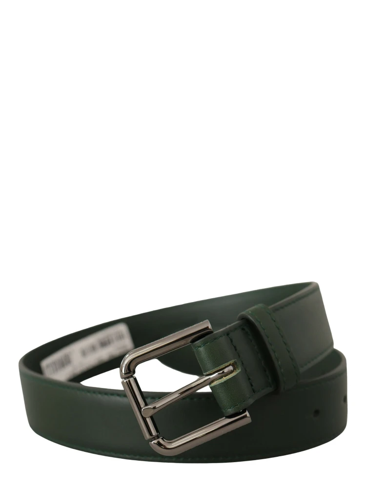 Army Green Leather Logo Metal Waist Buckle Belt alternative