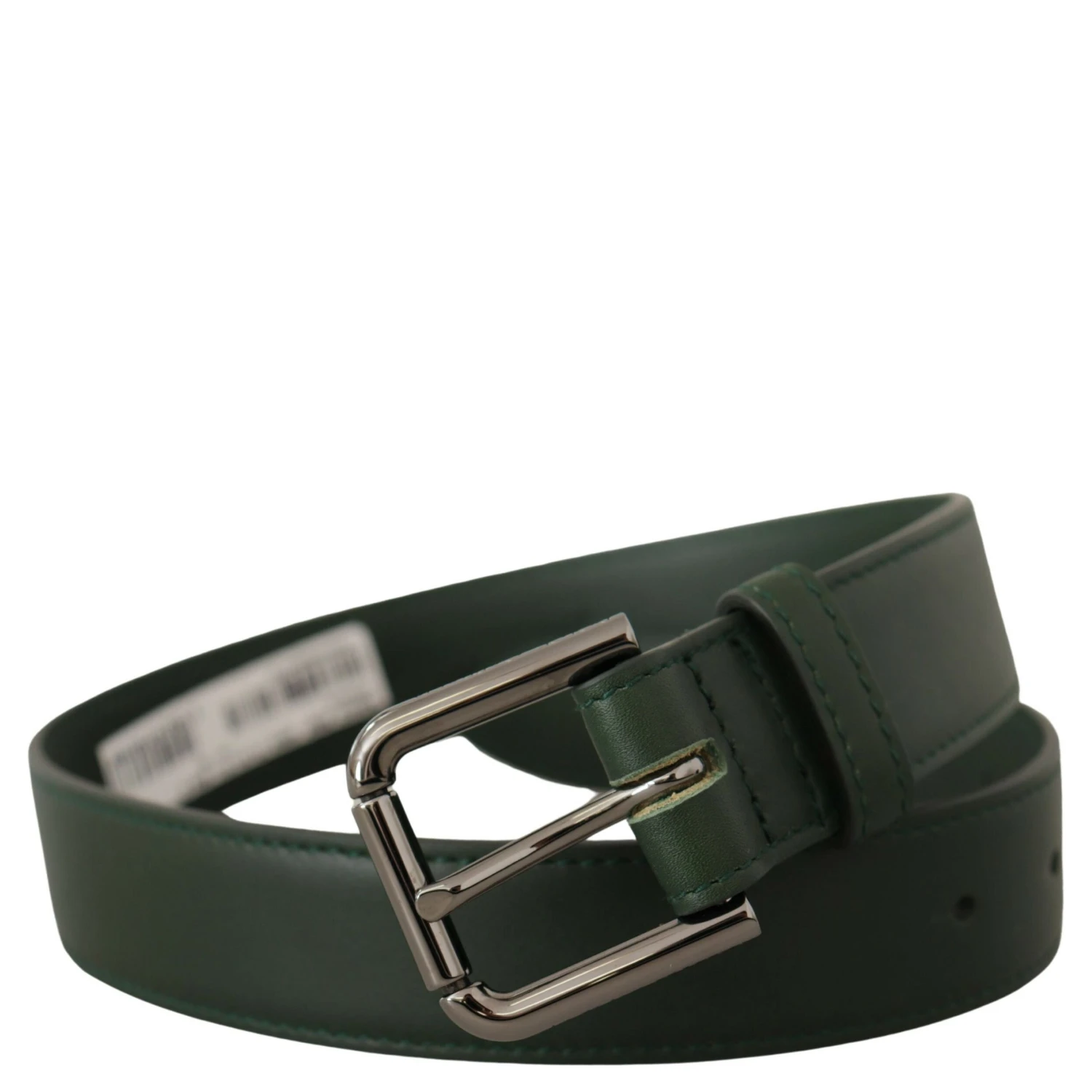 Army Green Leather Logo Metal Waist Buckle Belt