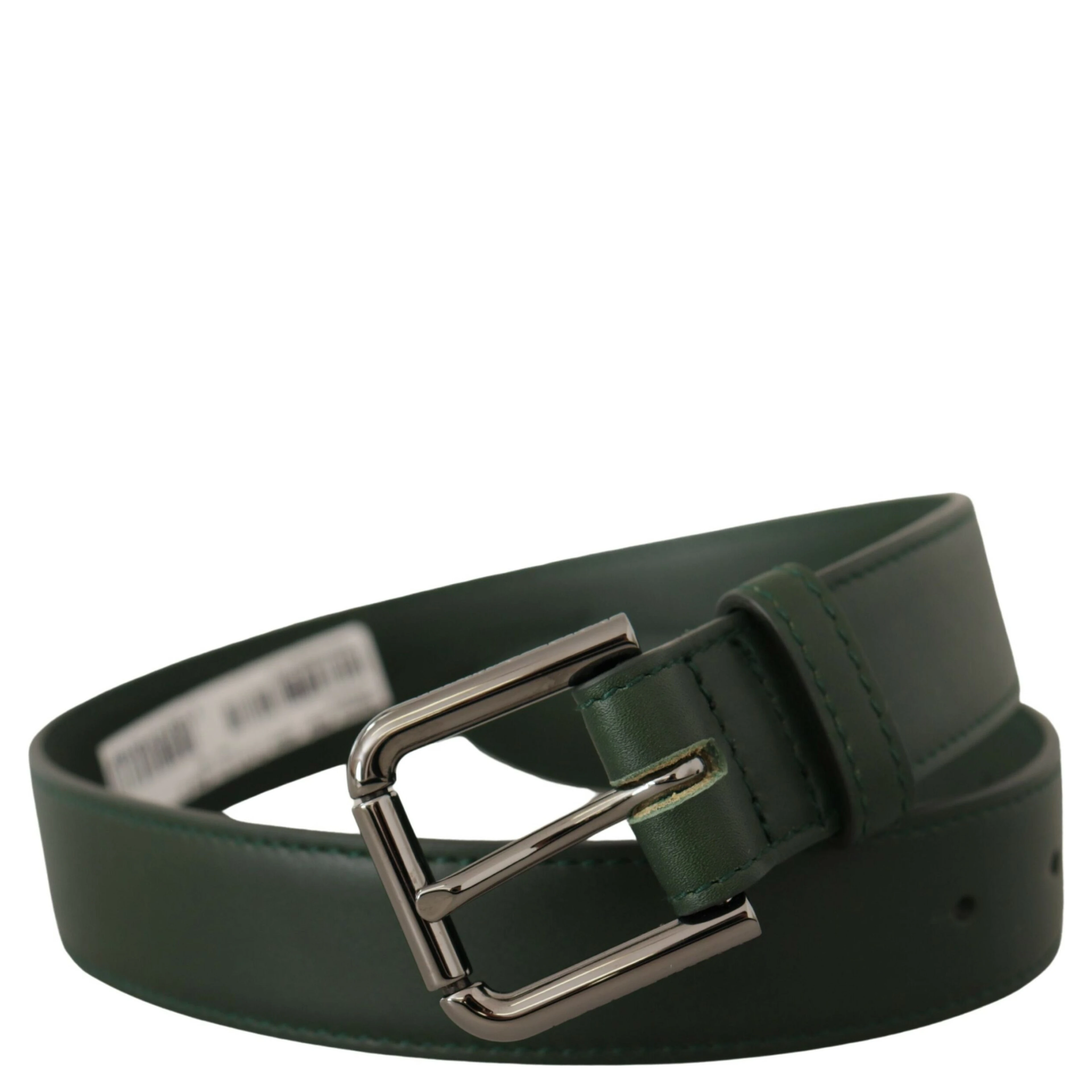 Army Green Leather Logo Metal Waist Buckle Belt