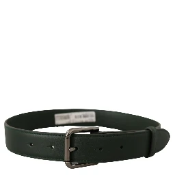 Army Green Leather Logo Metal Waist Buckle Belt