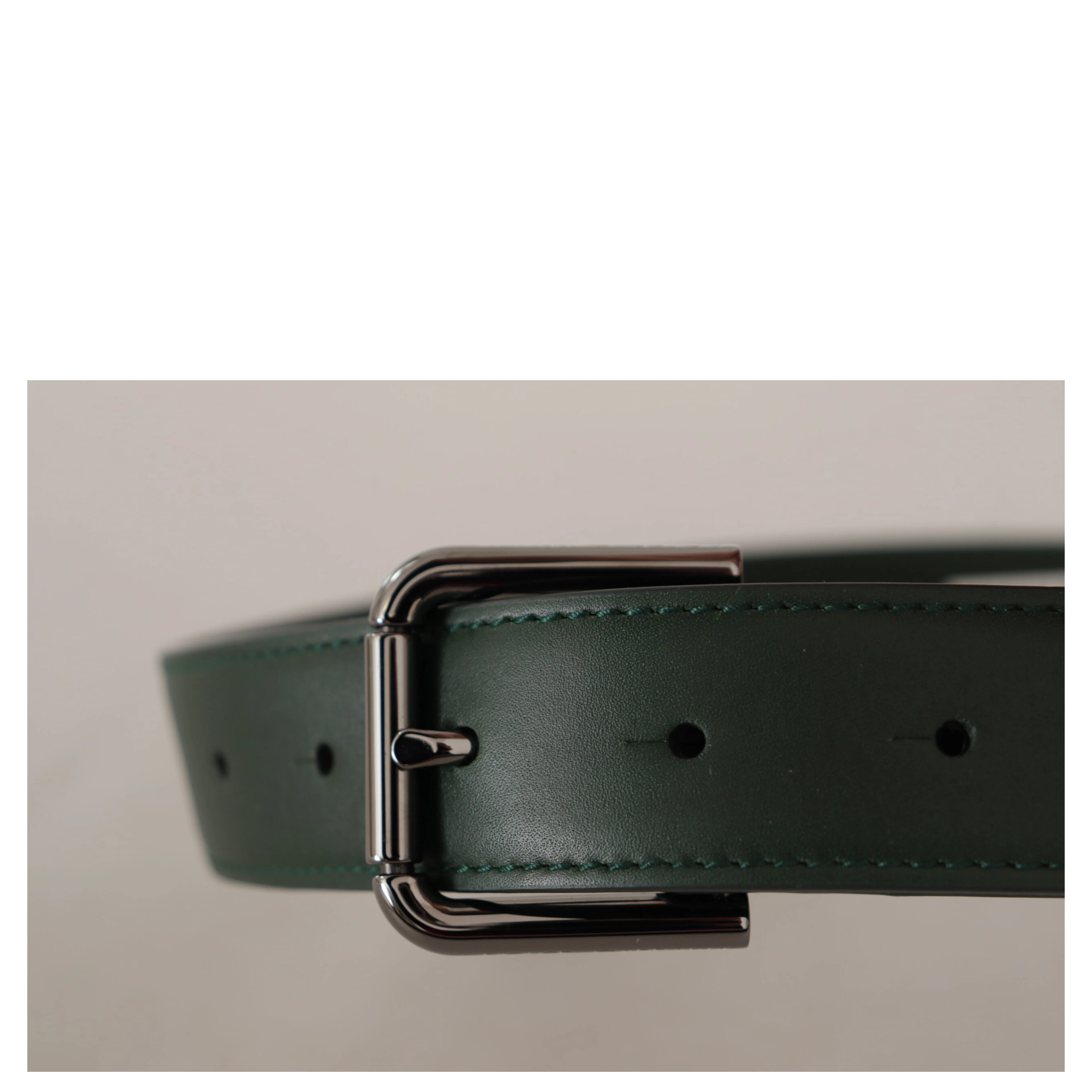 Army Green Leather Logo Metal Waist Buckle Belt