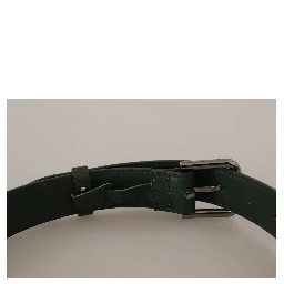 Army Green Leather Logo Metal Waist Buckle Belt