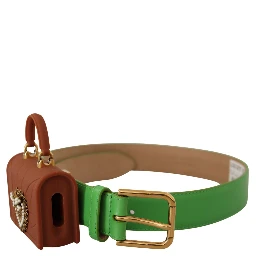 Green Leather Devotion Heart Micro Bag Headphones Belt