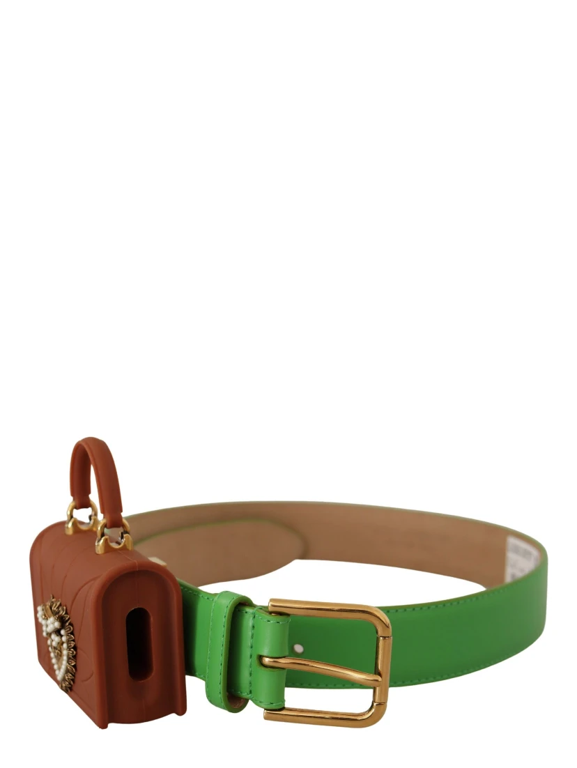 Green Leather Devotion Heart Micro Bag Headphones Belt