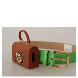 Green Leather Devotion Heart Micro Bag Headphones Belt
