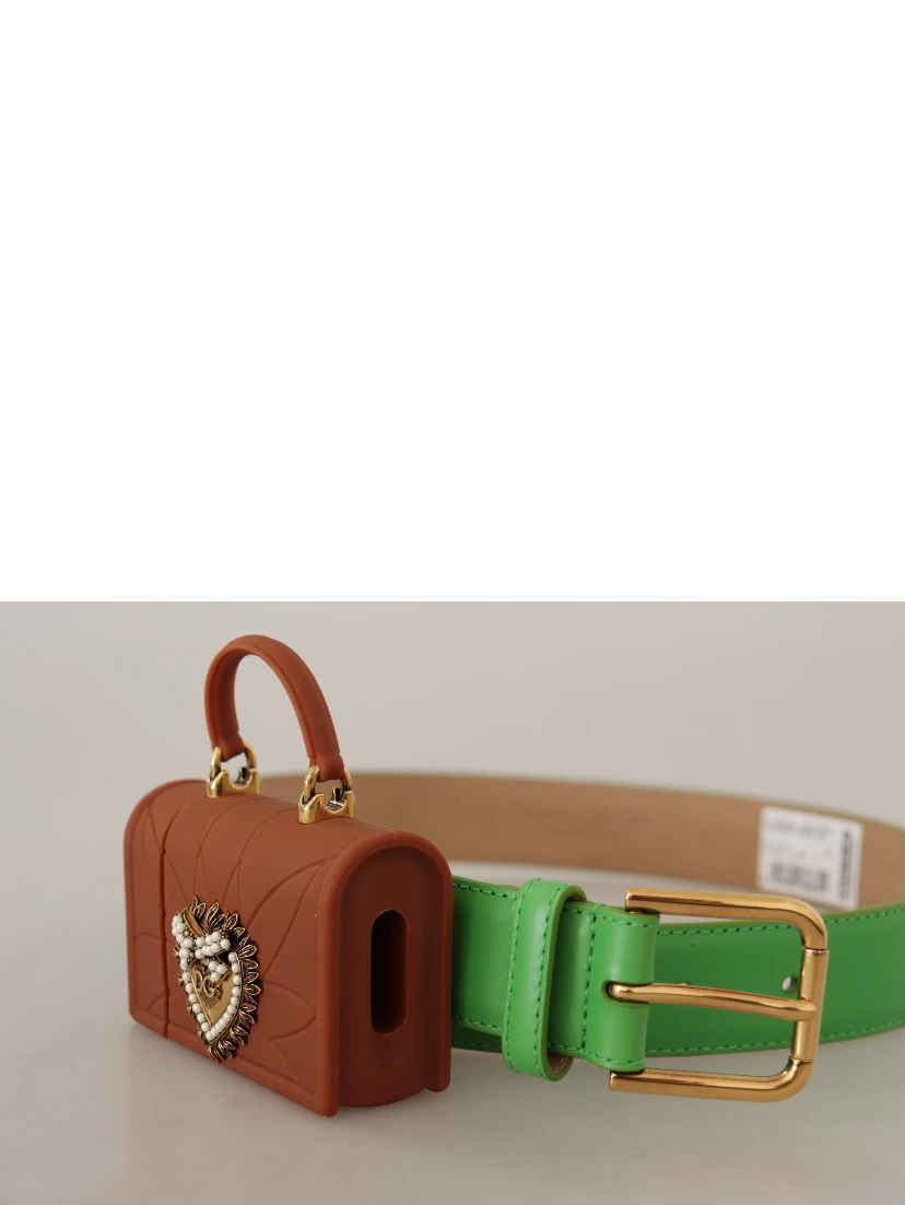 Green Leather Devotion Heart Micro Bag Headphones Belt