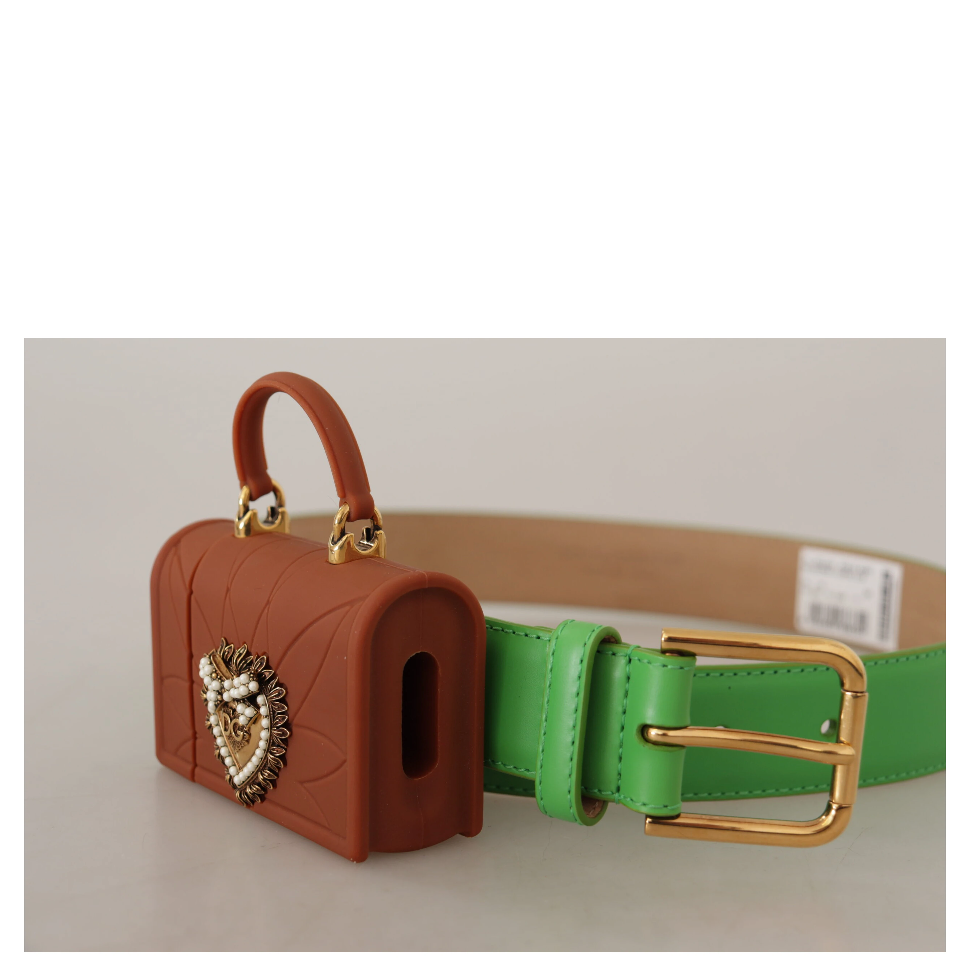 Green Leather Devotion Heart Micro Bag Headphones Belt