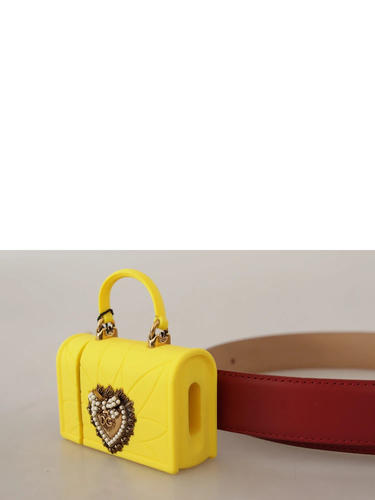 Red Leather Yellow DEVOTION Heart Bag Buckle Belt alternative
