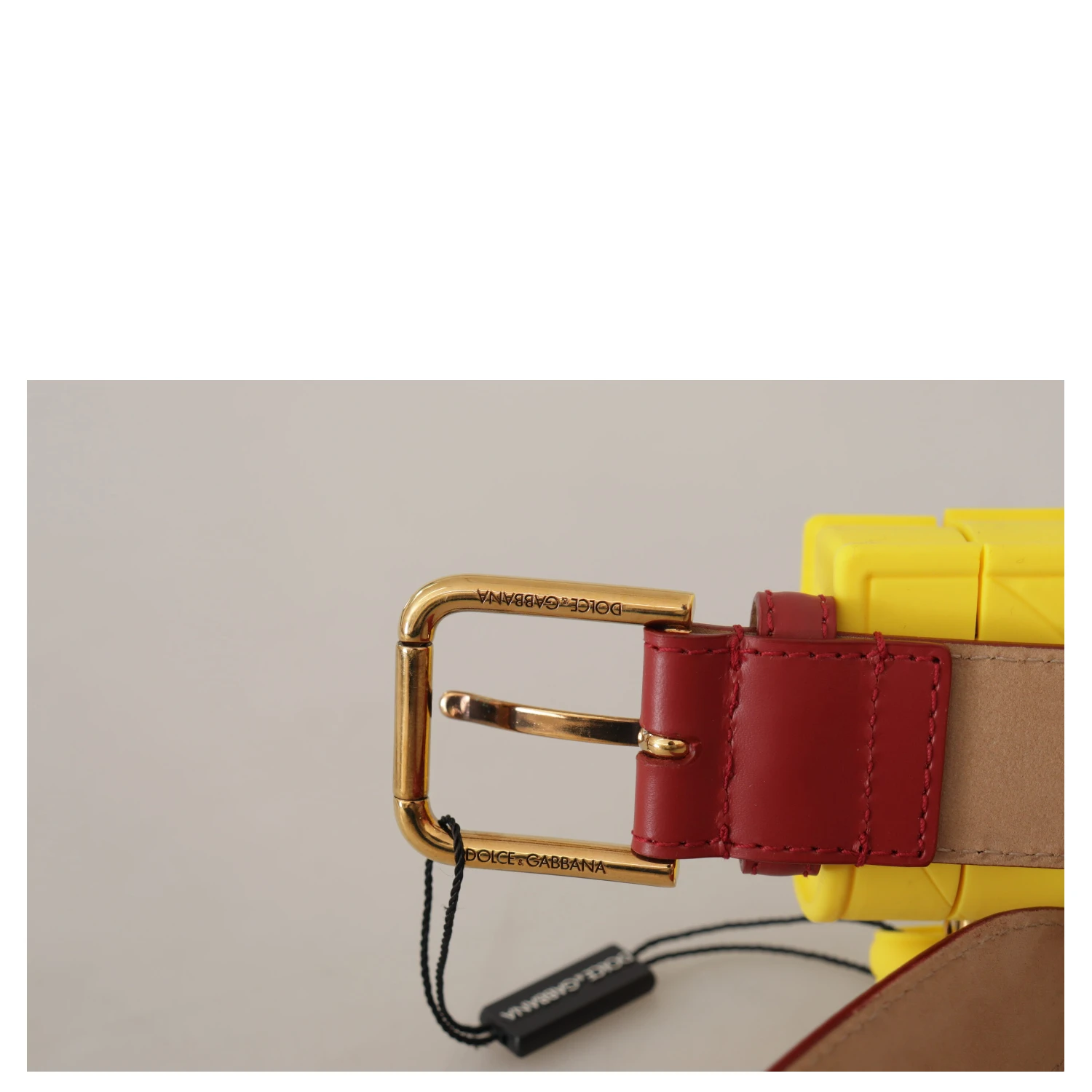 Red Leather Yellow DEVOTION Heart Bag Buckle Belt