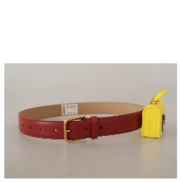 Red Leather Yellow DEVOTION Heart Bag Buckle Belt