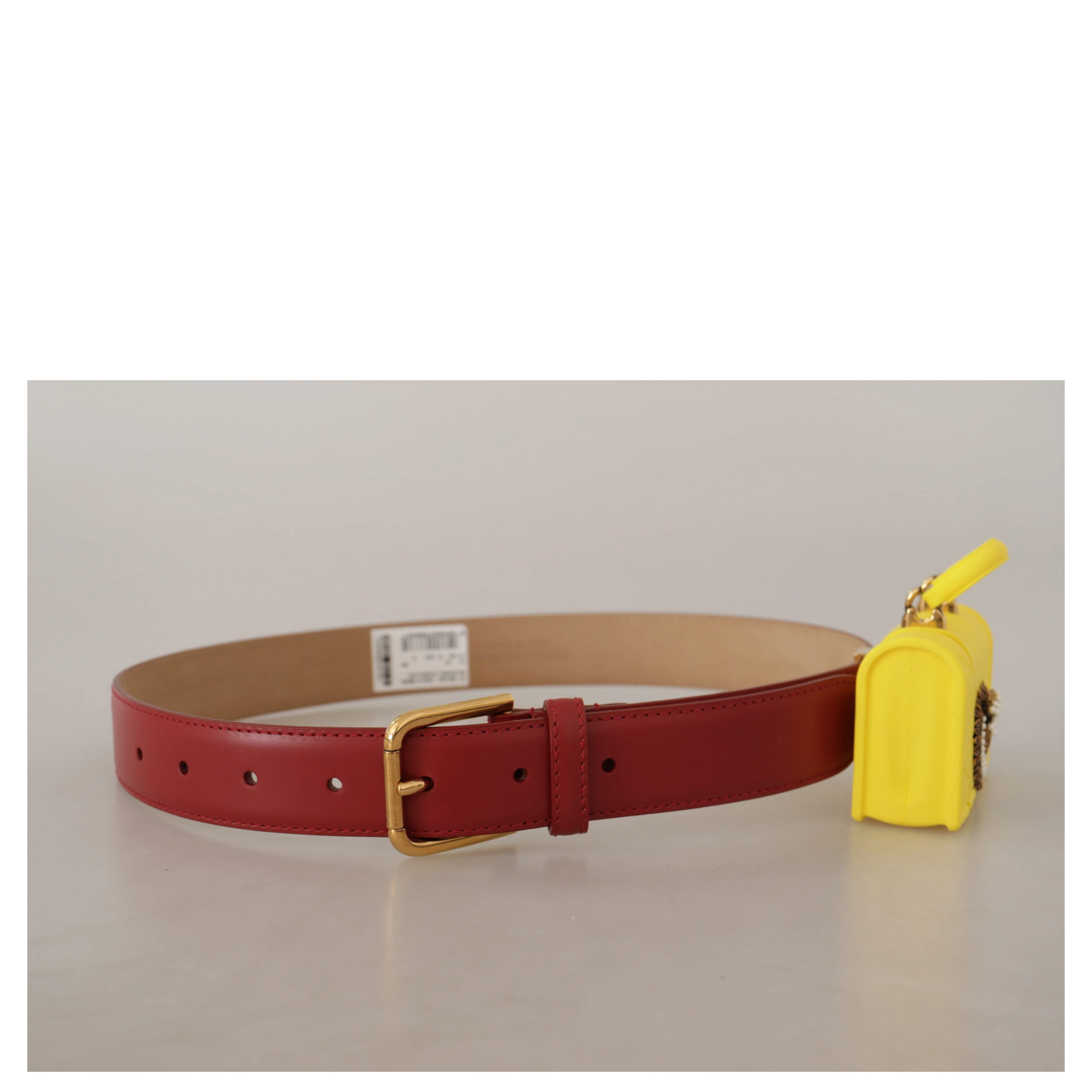 Red Leather Yellow DEVOTION Heart Bag Buckle Belt