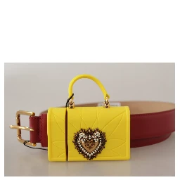 Red Leather Yellow DEVOTION Heart Bag Buckle Belt